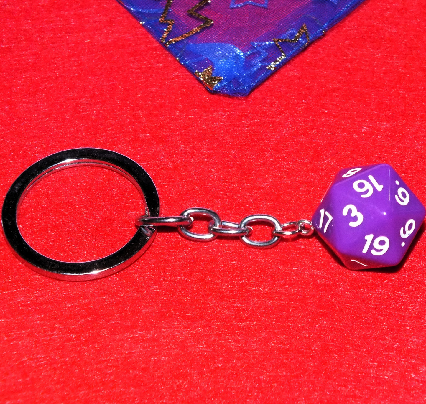 d20 polyhedral DICE keyring - choice of colours - DnD TTRPG gift for DM, GM, players
