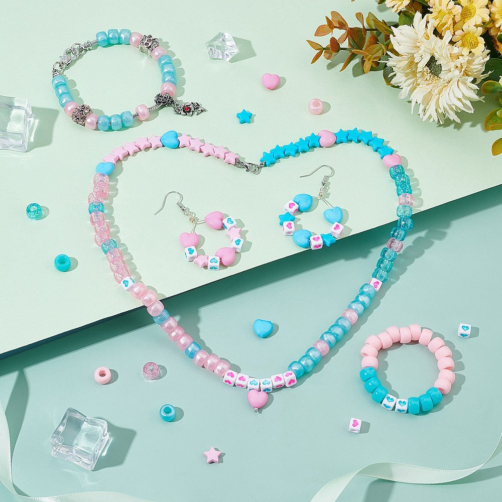 Butterfly bracelet / necklace making kit & reel of elastic, 312pcs
