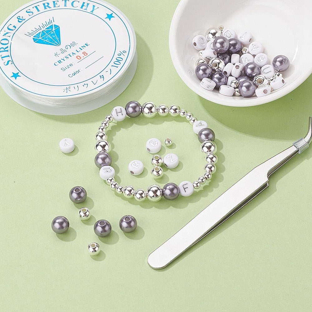 Winter bracelet / necklace making kit - 710pcs beads, tweezers, reel of elastic