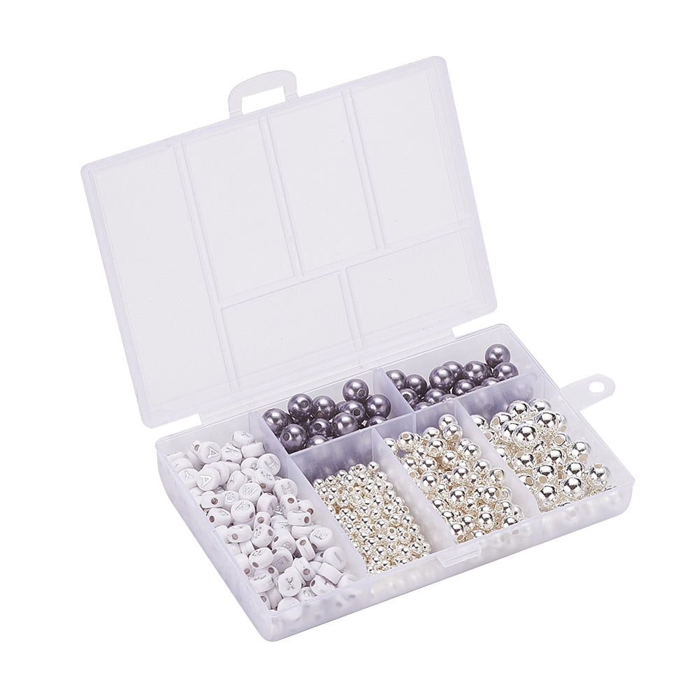 Winter bracelet / necklace making kit - 710pcs beads, tweezers, reel of elastic