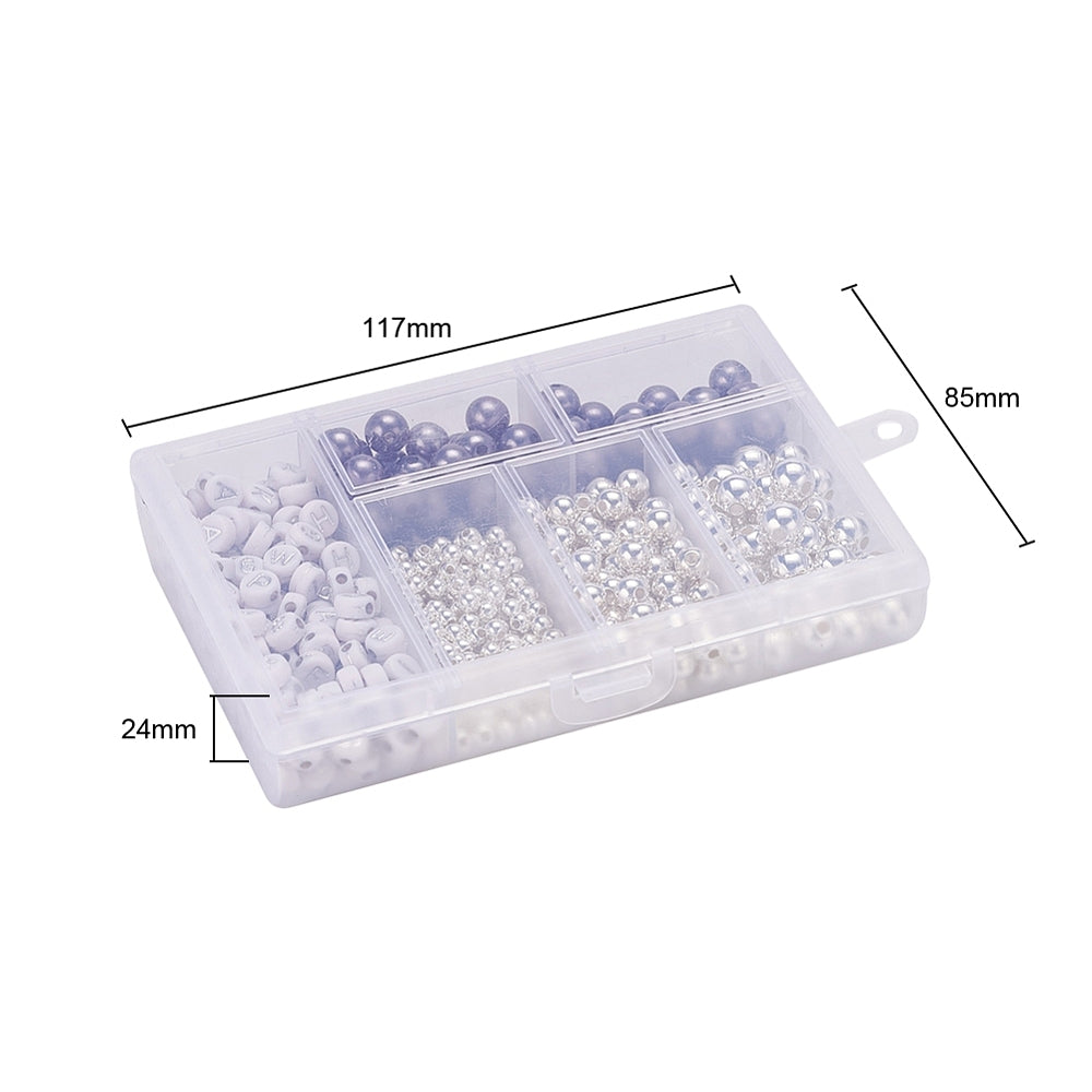 Winter bracelet / necklace making kit - 710pcs beads, tweezers, reel of elastic