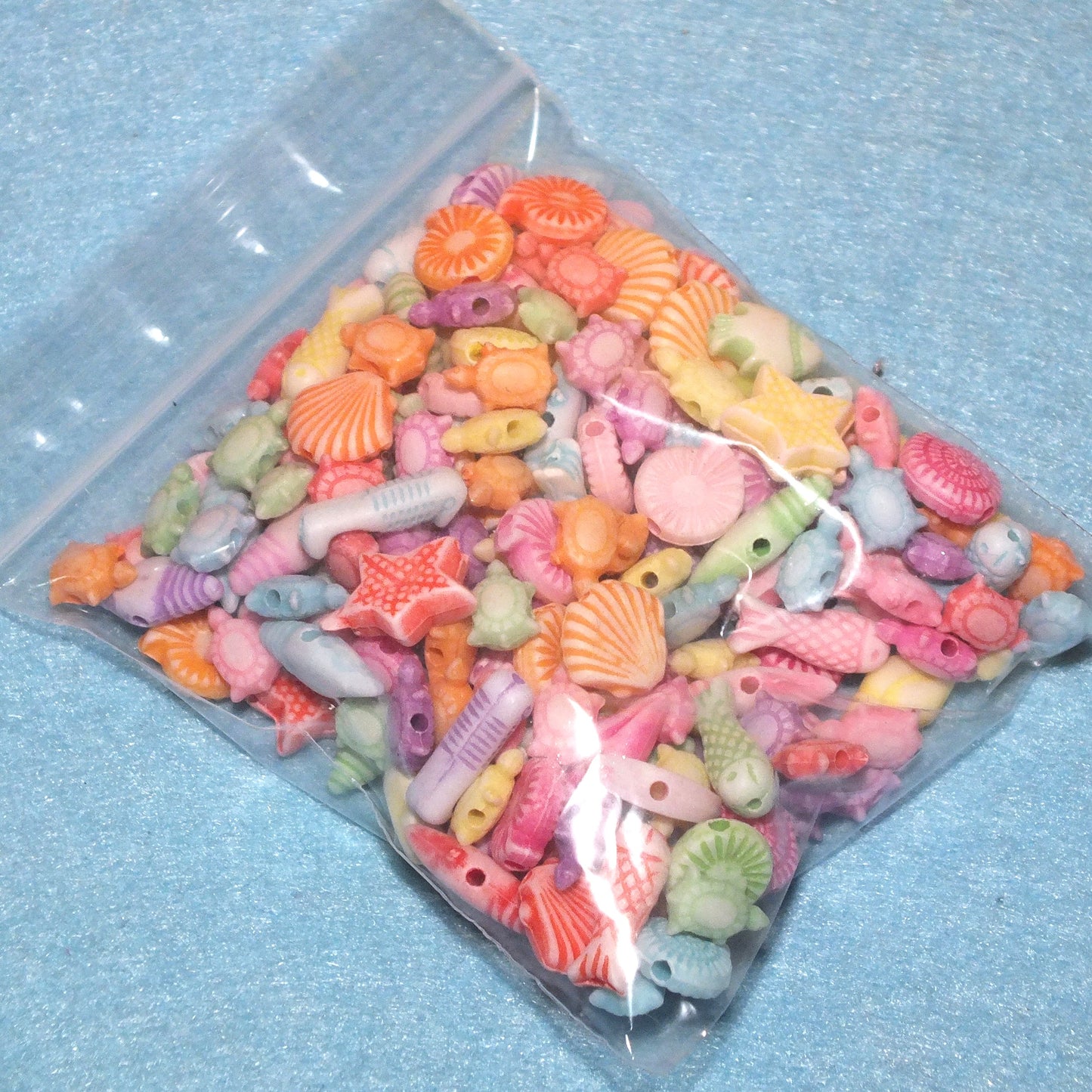50g sealife beads mix, pastel colours