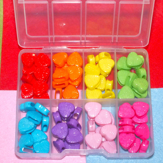 80pcs heart slide charm beads in a box