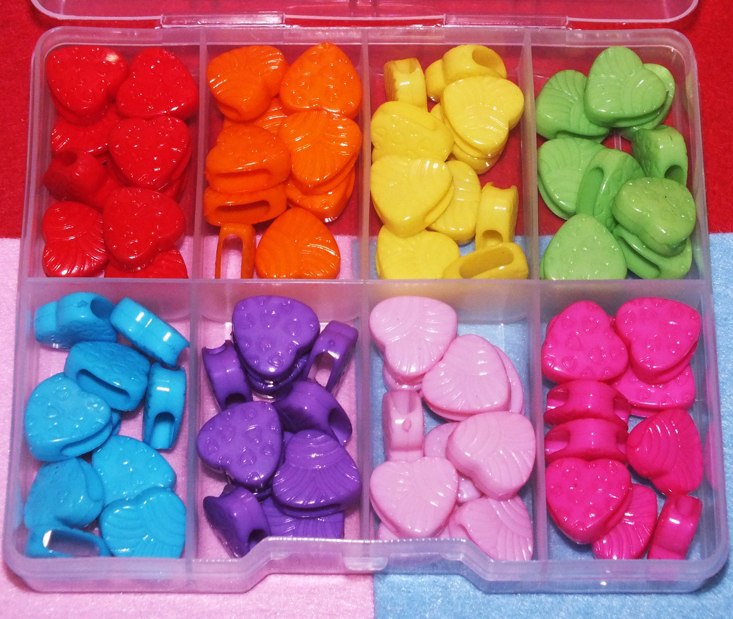 80pcs heart slide charm beads in a box