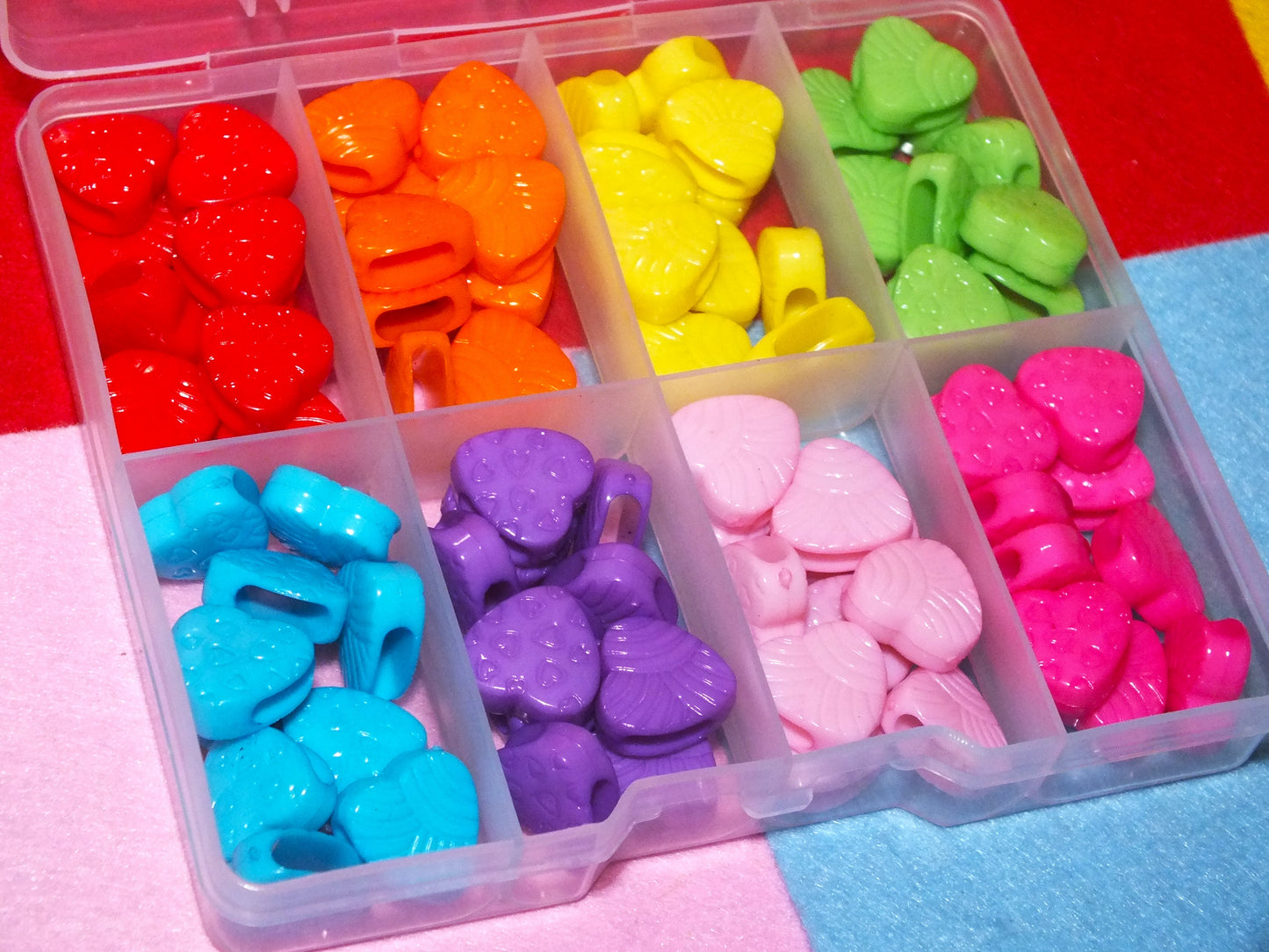 80pcs heart slide charm beads in a box