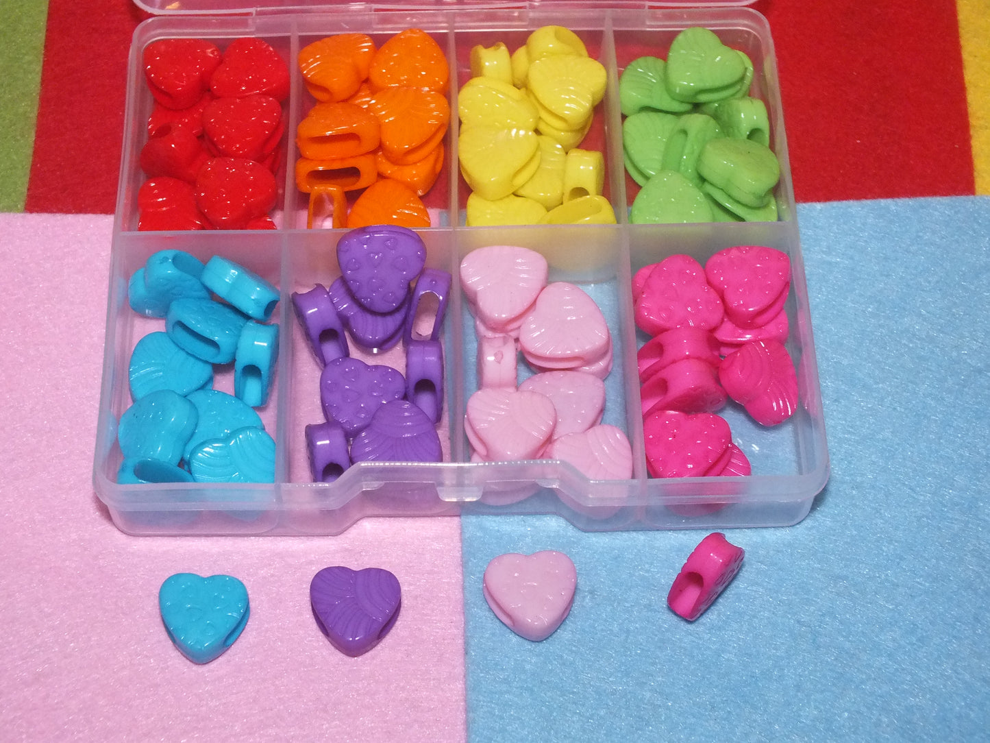 80pcs heart slide charm beads in a box