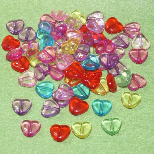 75pcs translucent heart beads, 12mm mix