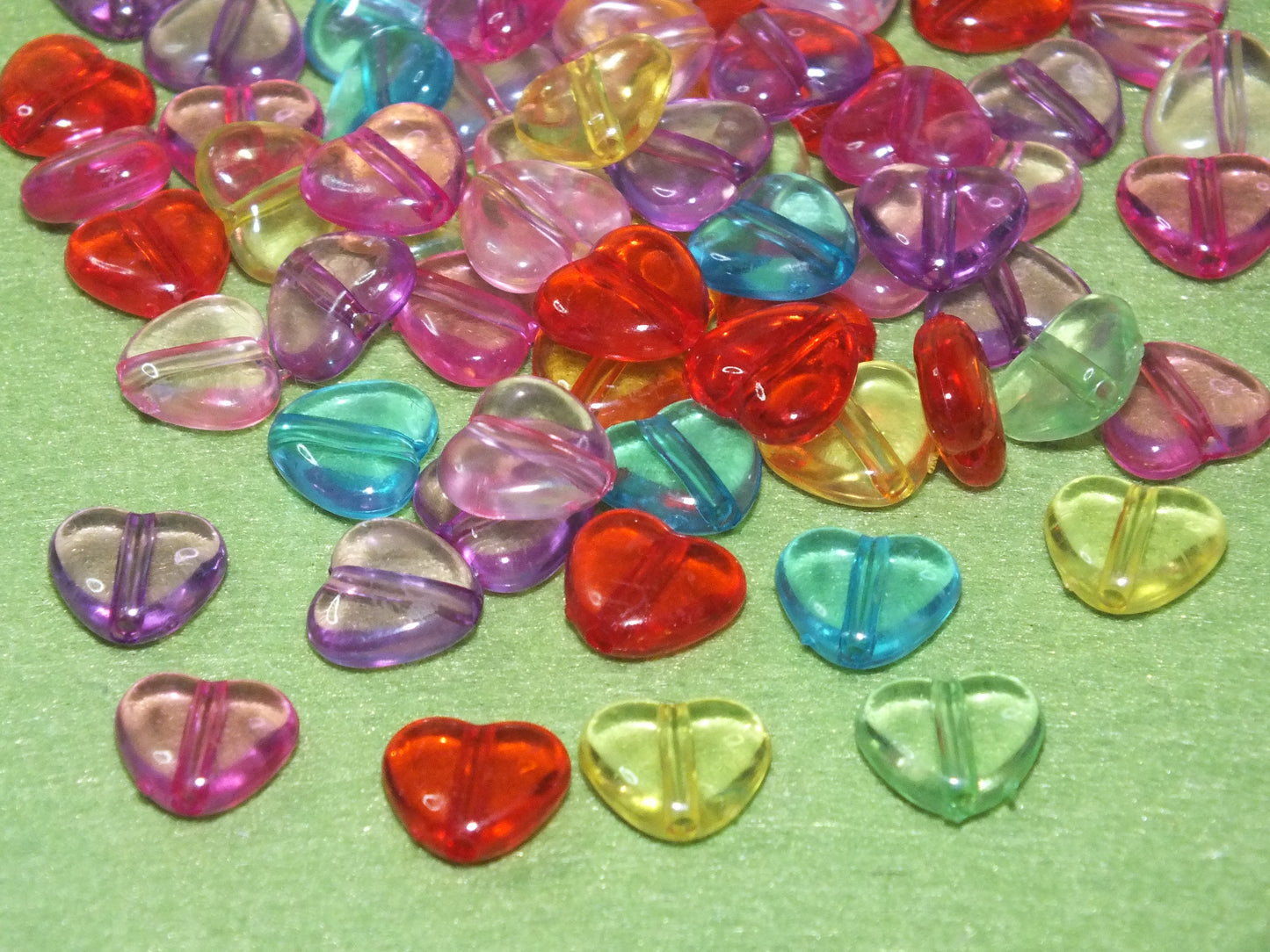 75pcs translucent heart beads, 12mm mix