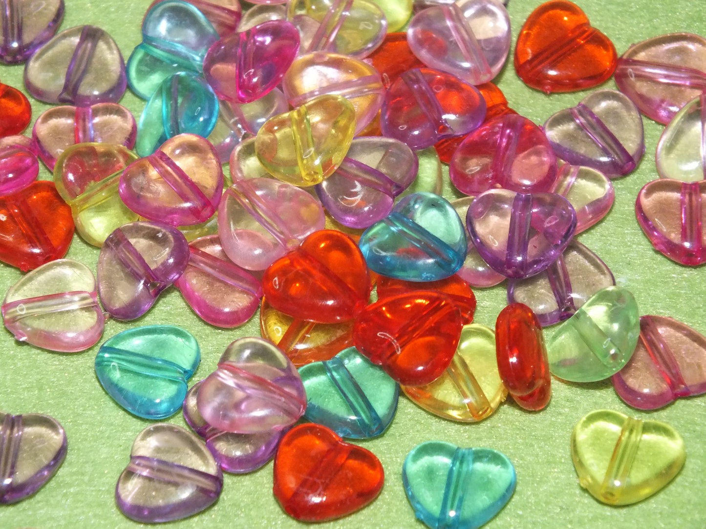 75pcs translucent heart beads, 12mm mix