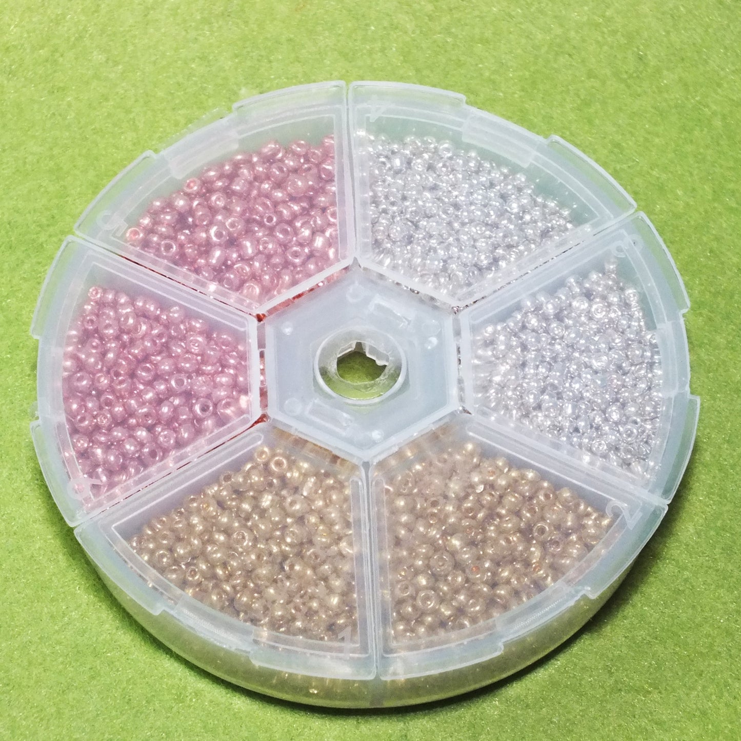 2mm metallic silver & gold seed bead selection box - silver, gold, rose gold