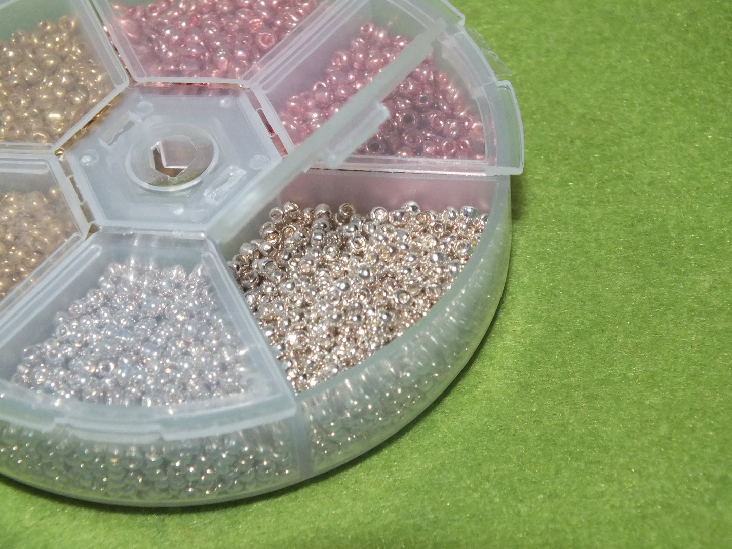 2mm metallic silver & gold seed bead selection box - silver, gold, rose gold