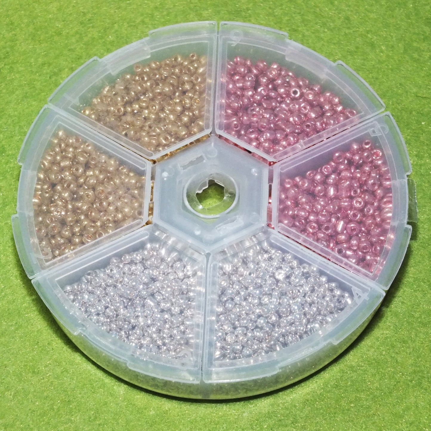 2mm metallic silver & gold seed bead selection box - silver, gold, rose gold