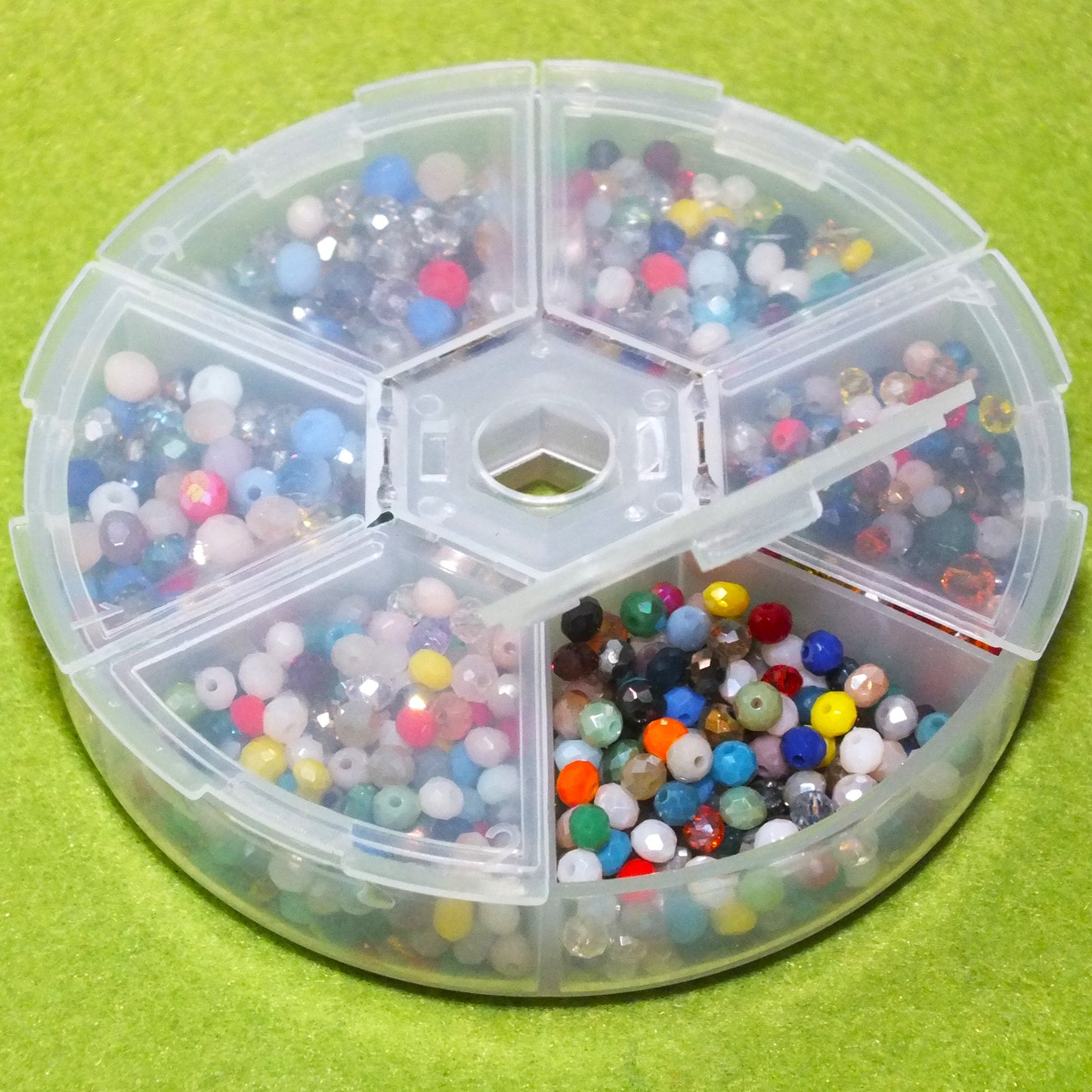 Faceted 2.5mm - 4mm glass abacus / rondelle beads selection box