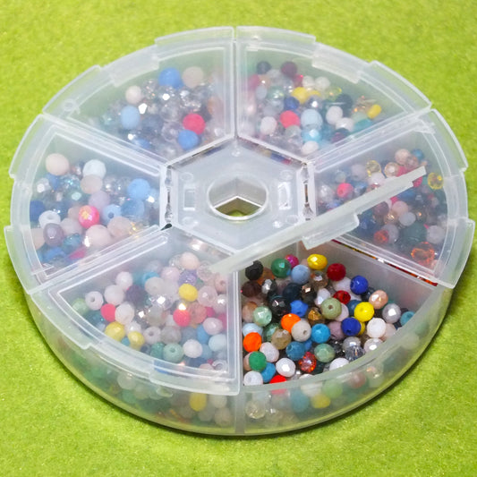 Faceted 2.5mm - 4mm glass abacus / rondelle beads selection box