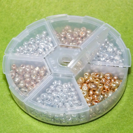 4mm metallic silver & gold seed bead selection box - silver, gold