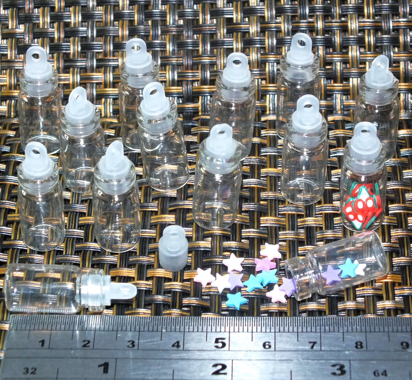 12-100pcs empty glass wishing bottles or vials, 22mm x 11mm