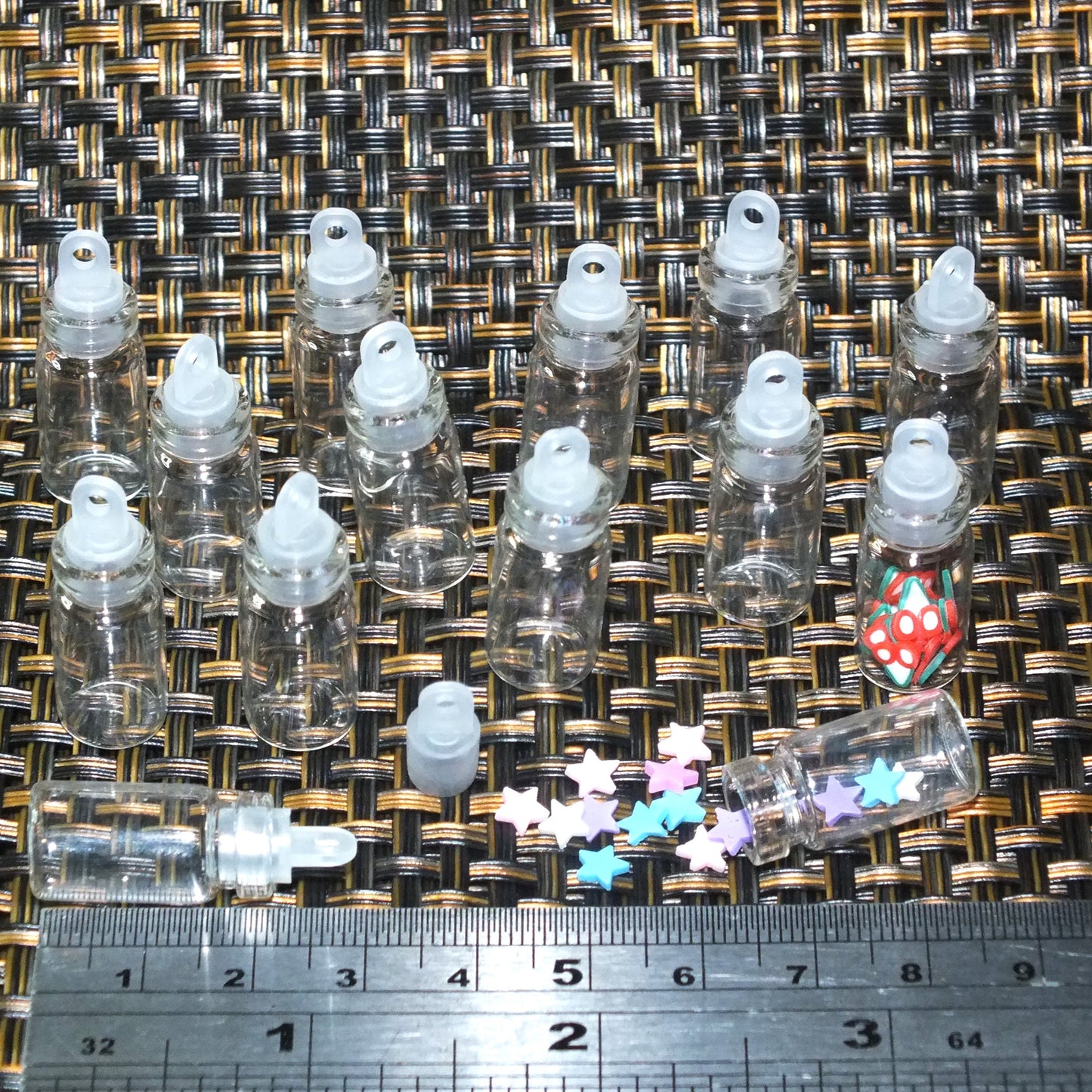 12-100pcs empty glass wishing bottles or vials, 22mm x 11mm