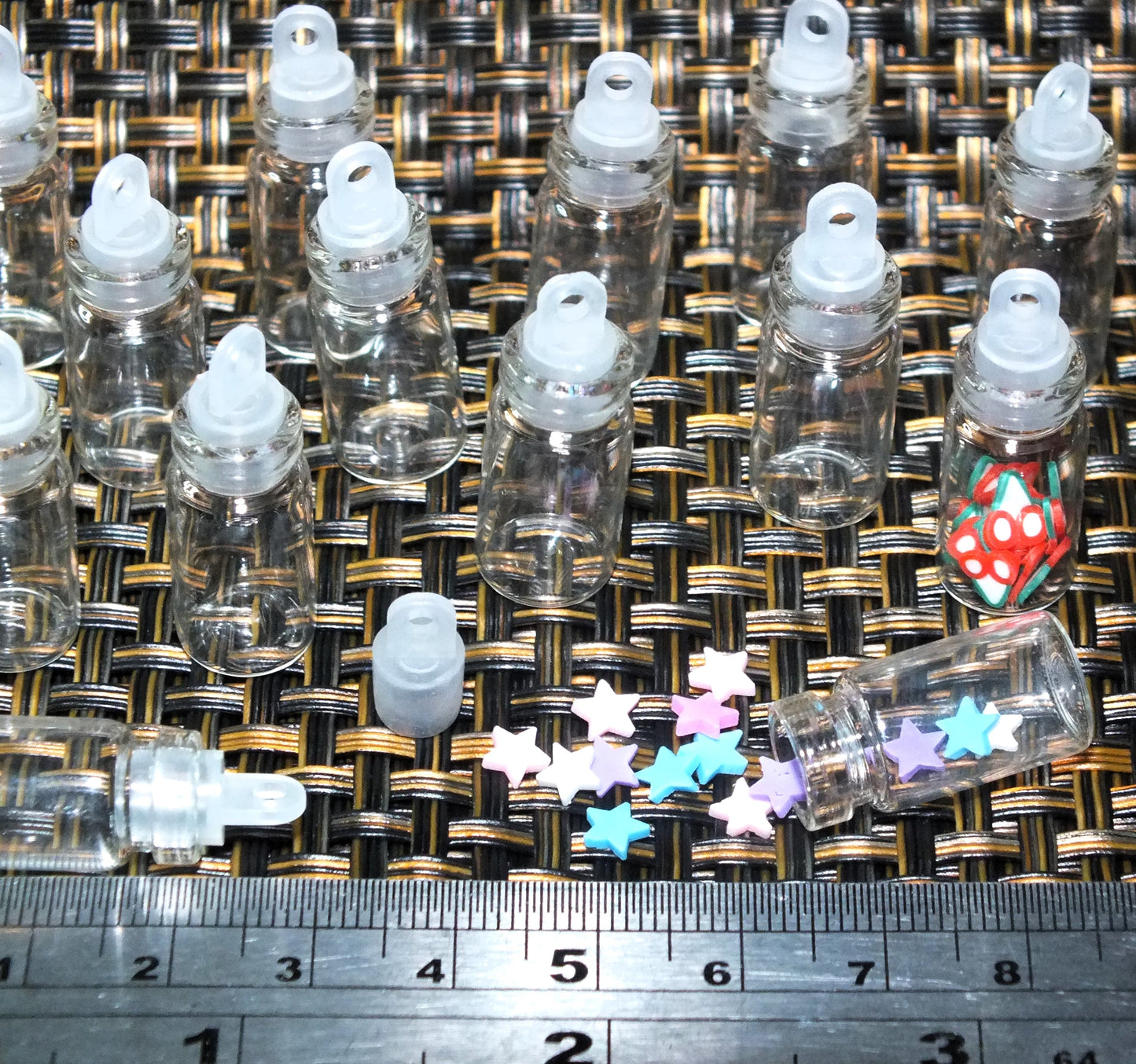 12-100pcs empty glass wishing bottles or vials, 22mm x 11mm