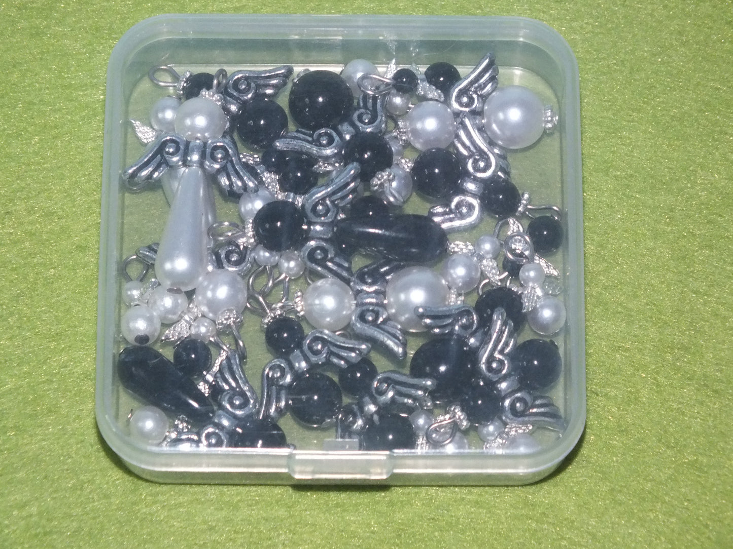 32pcs Guardian Angels black, white & ivory handmade charms selection box