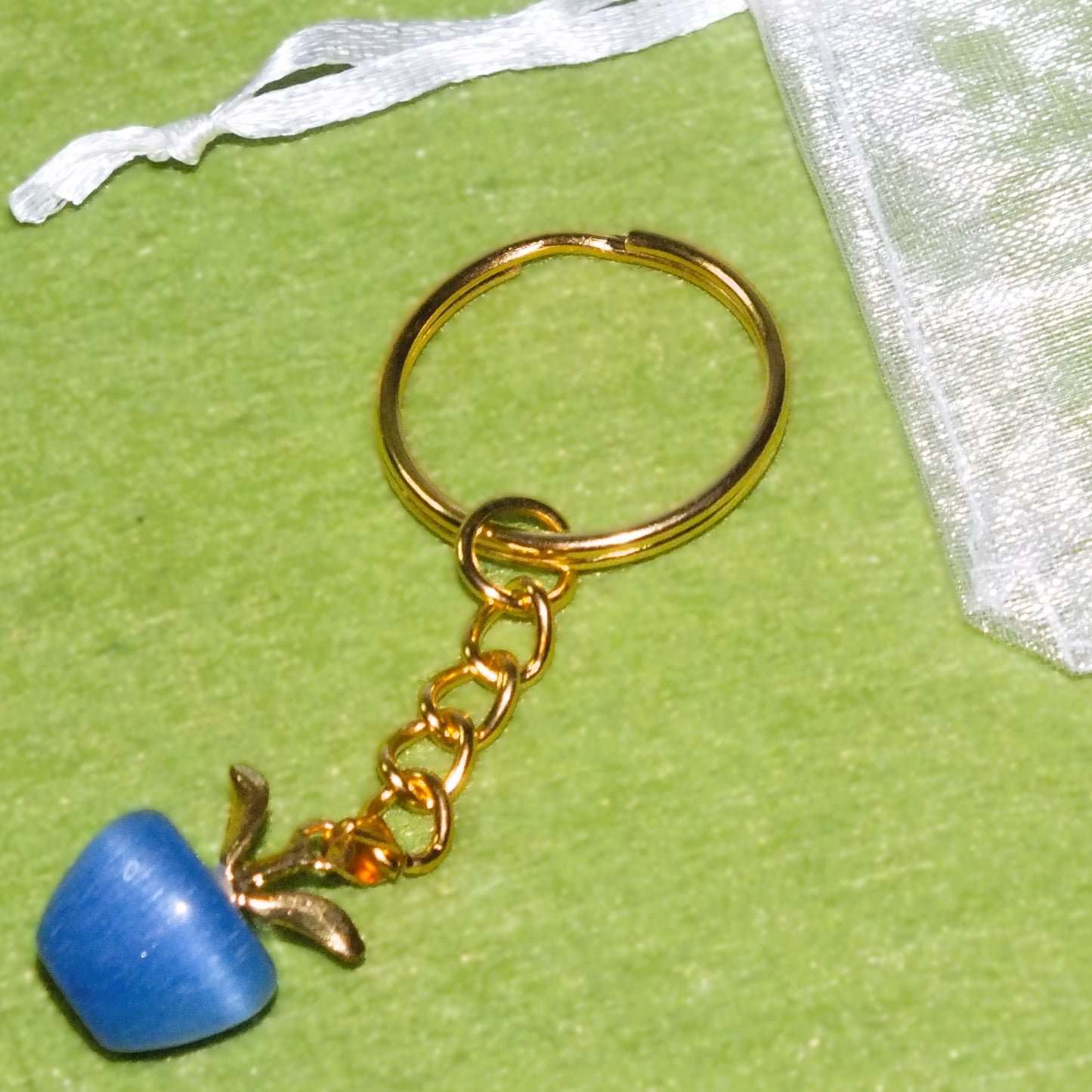 Thank you teacher gift - keyring with opalite apple charm (gold tone)