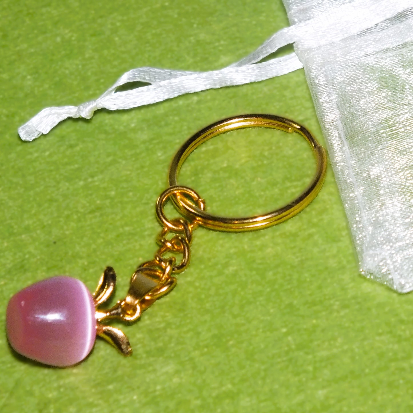 Thank you teacher gift - keyring with opalite apple charm (gold tone)