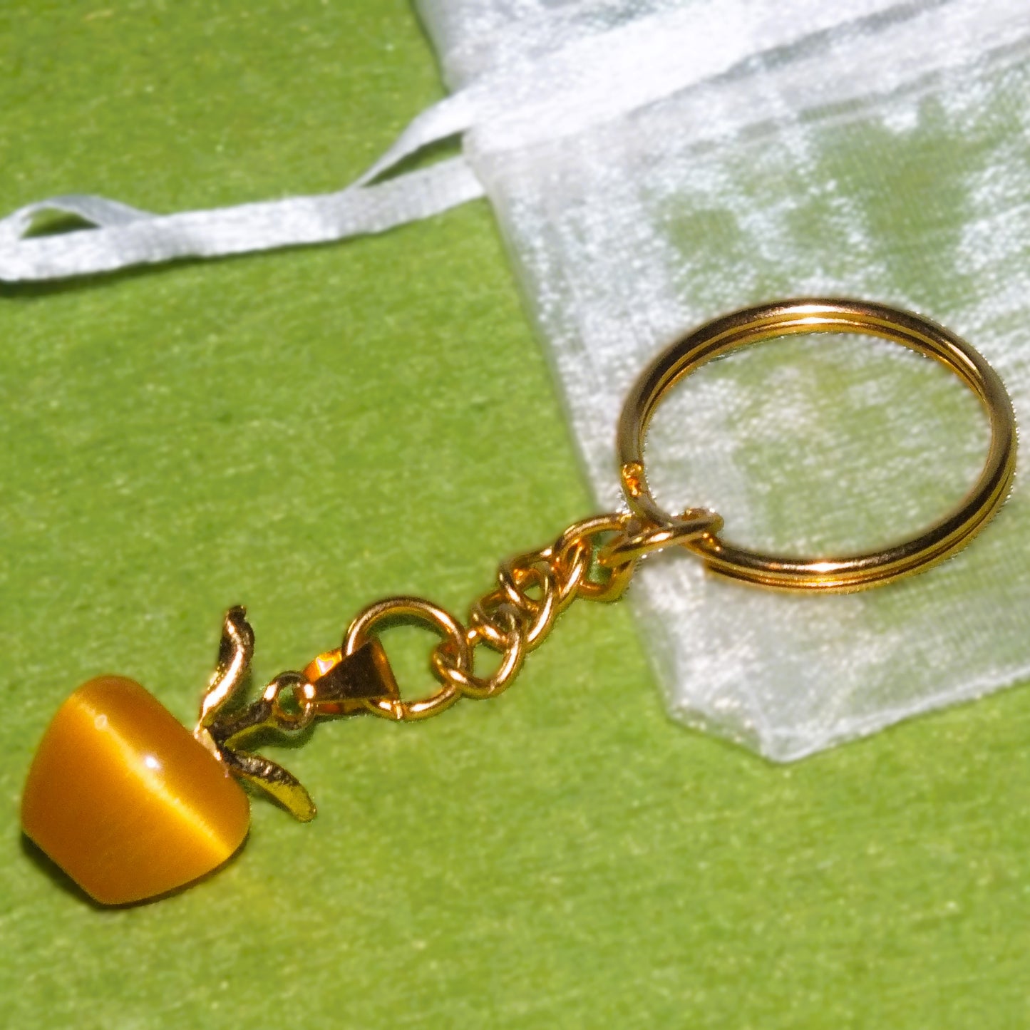 Thank you teacher gift - keyring with opalite apple charm (gold tone)