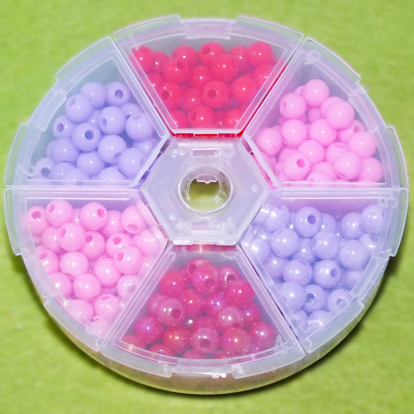 240pcs pink, red + purple 6mm beads (pearlised & opaque finishes)