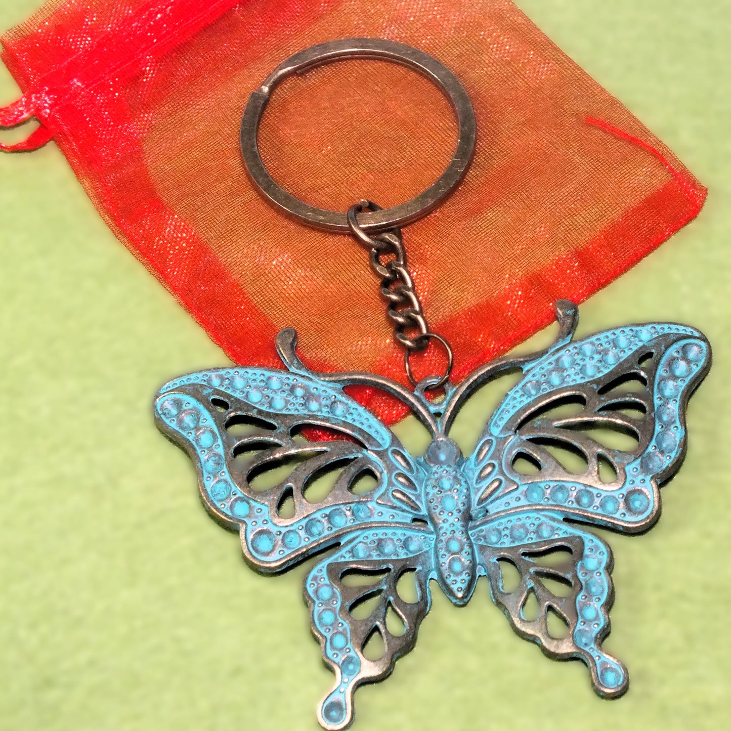 Handmade large antique bronze tone keyring gifts, assorted themes with blueing - ideal stocking fillers