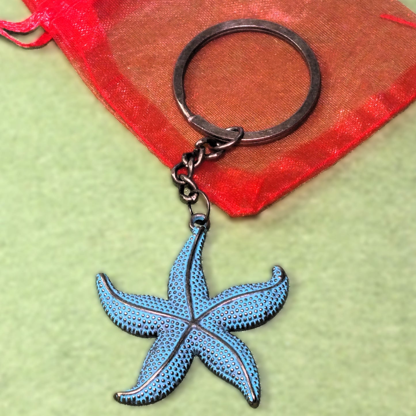 Handmade large antique bronze tone keyring gifts, assorted themes with blueing - ideal stocking fillers