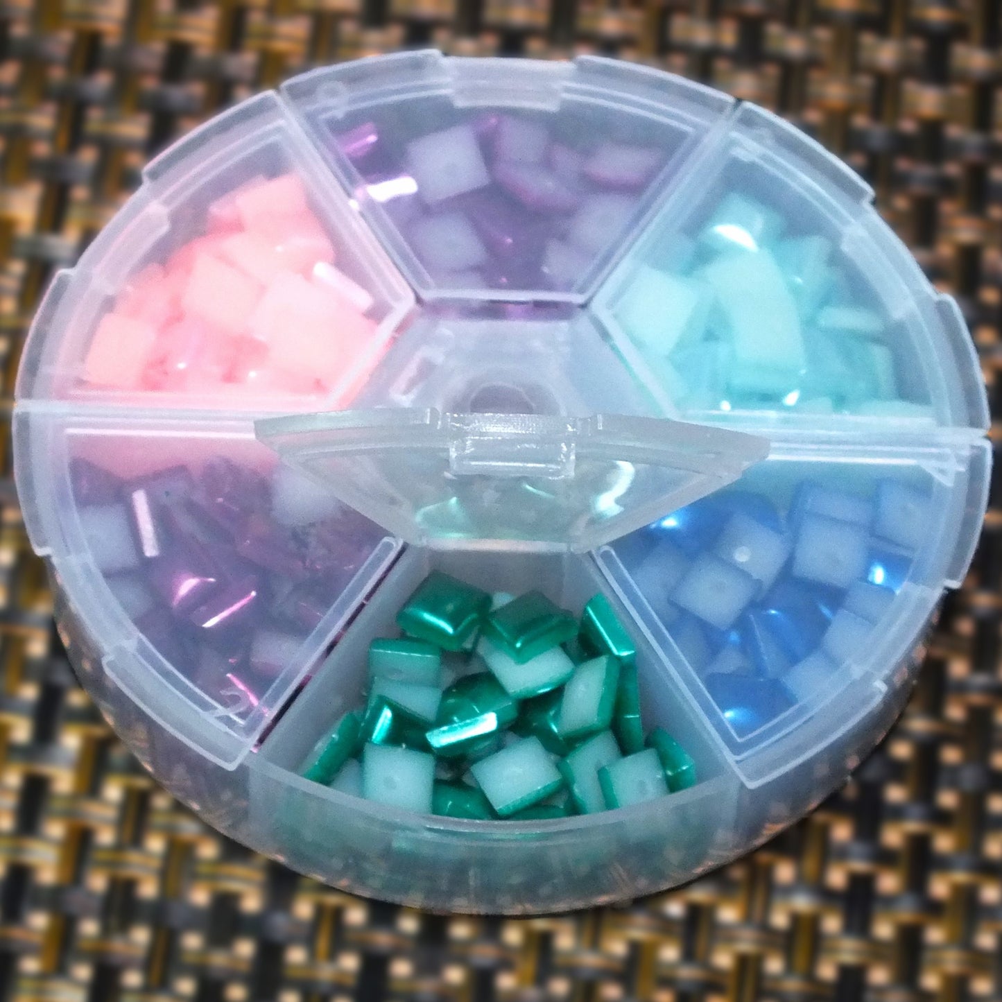 390pcs pearlised 6mm square cabochons, 6 colours imitation pearl embellishments / toppers