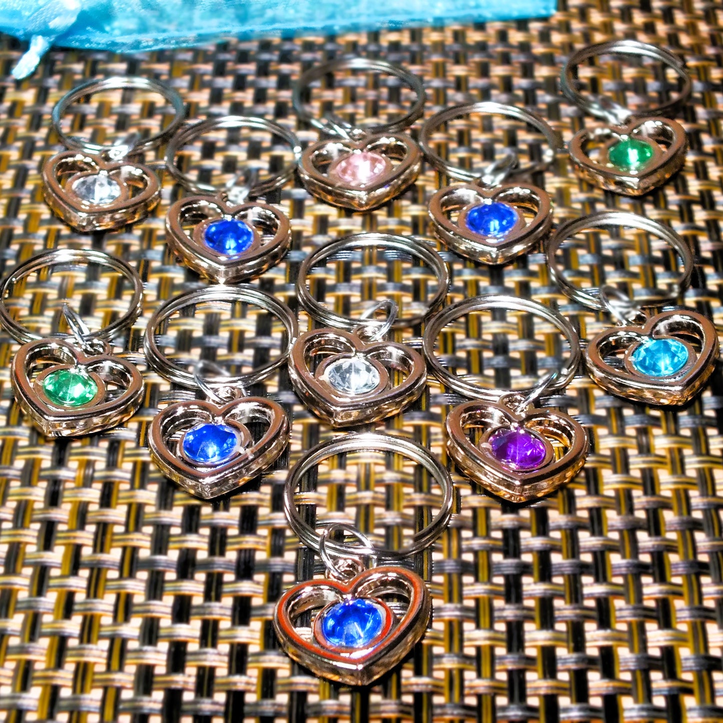 5pcs - 11pcs Handmade heart keyrings with rhinestone