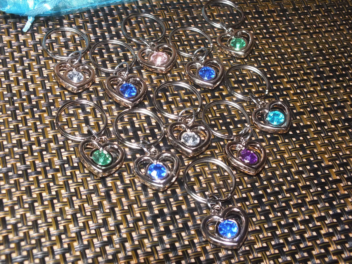 5pcs - 11pcs Handmade heart keyrings with rhinestone