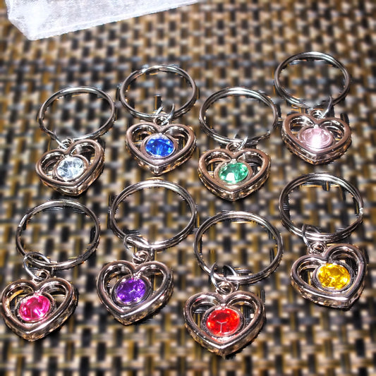 5pcs - 11pcs Handmade heart keyrings with rhinestone