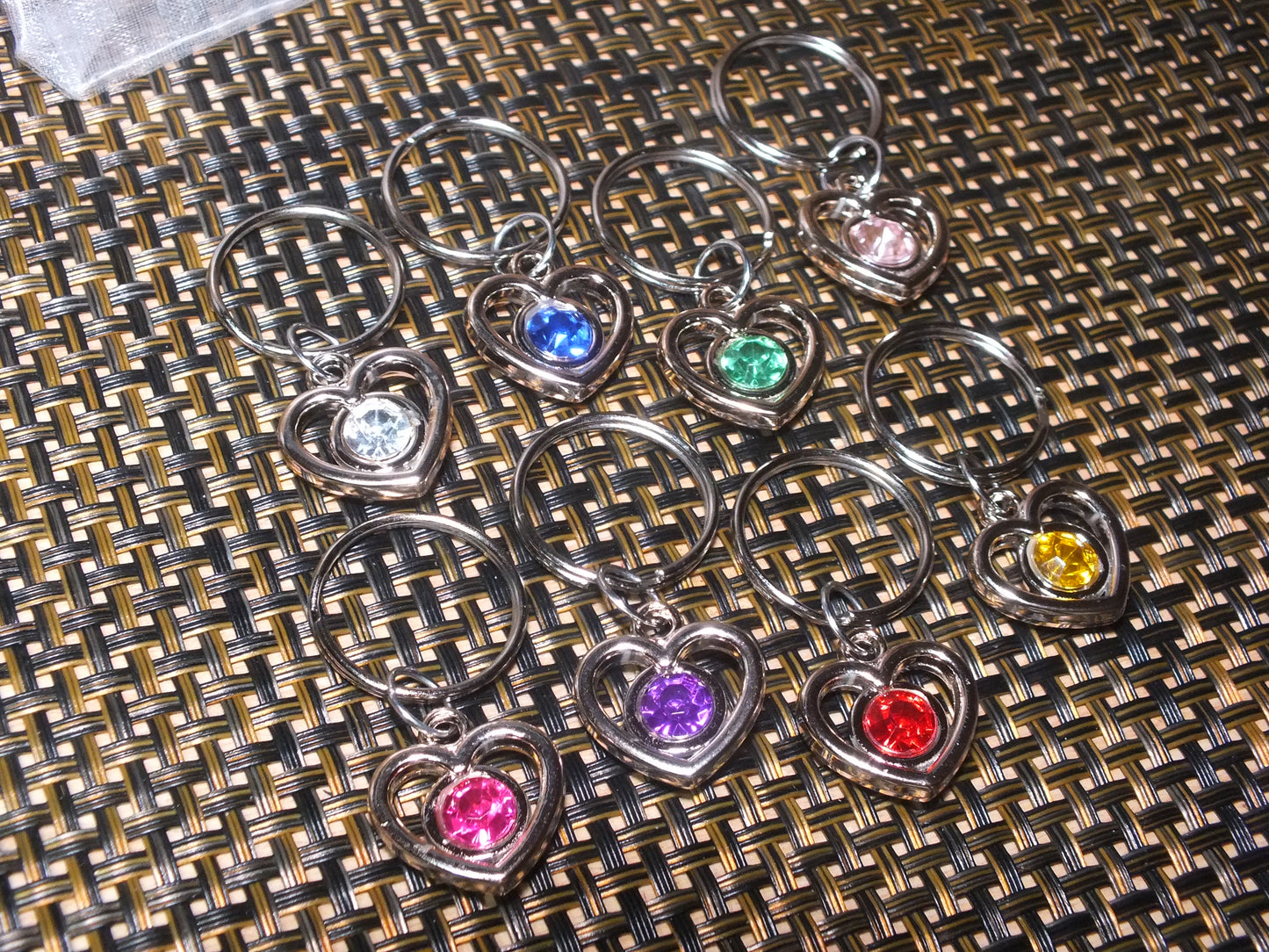 5pcs - 11pcs Handmade heart keyrings with rhinestone