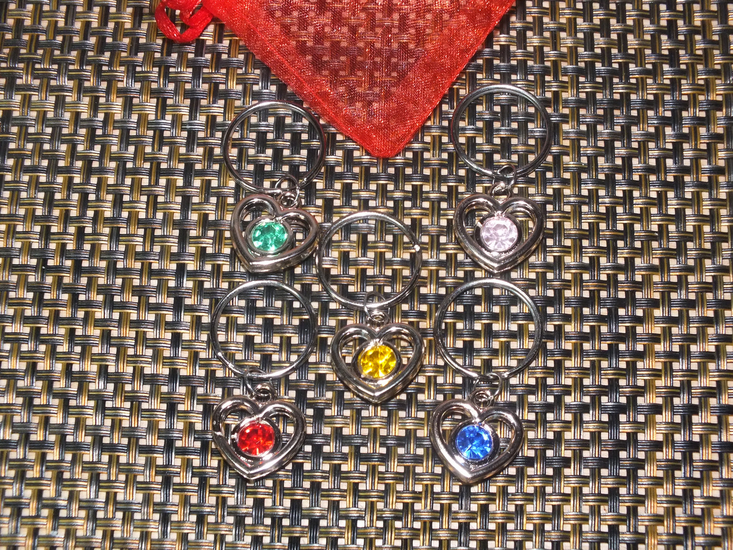 5pcs - 11pcs Handmade heart keyrings with rhinestone