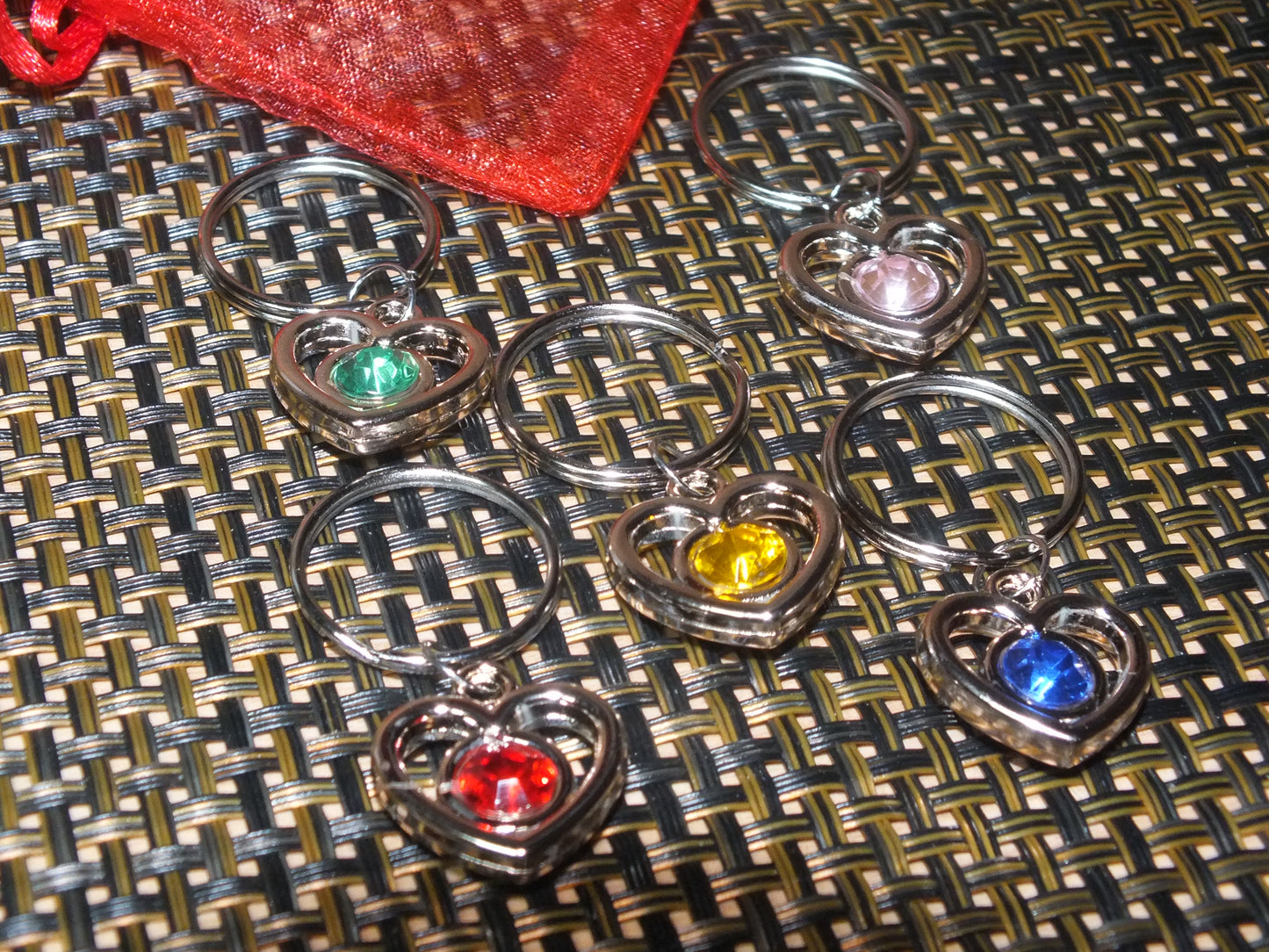 5pcs - 11pcs Handmade heart keyrings with rhinestone