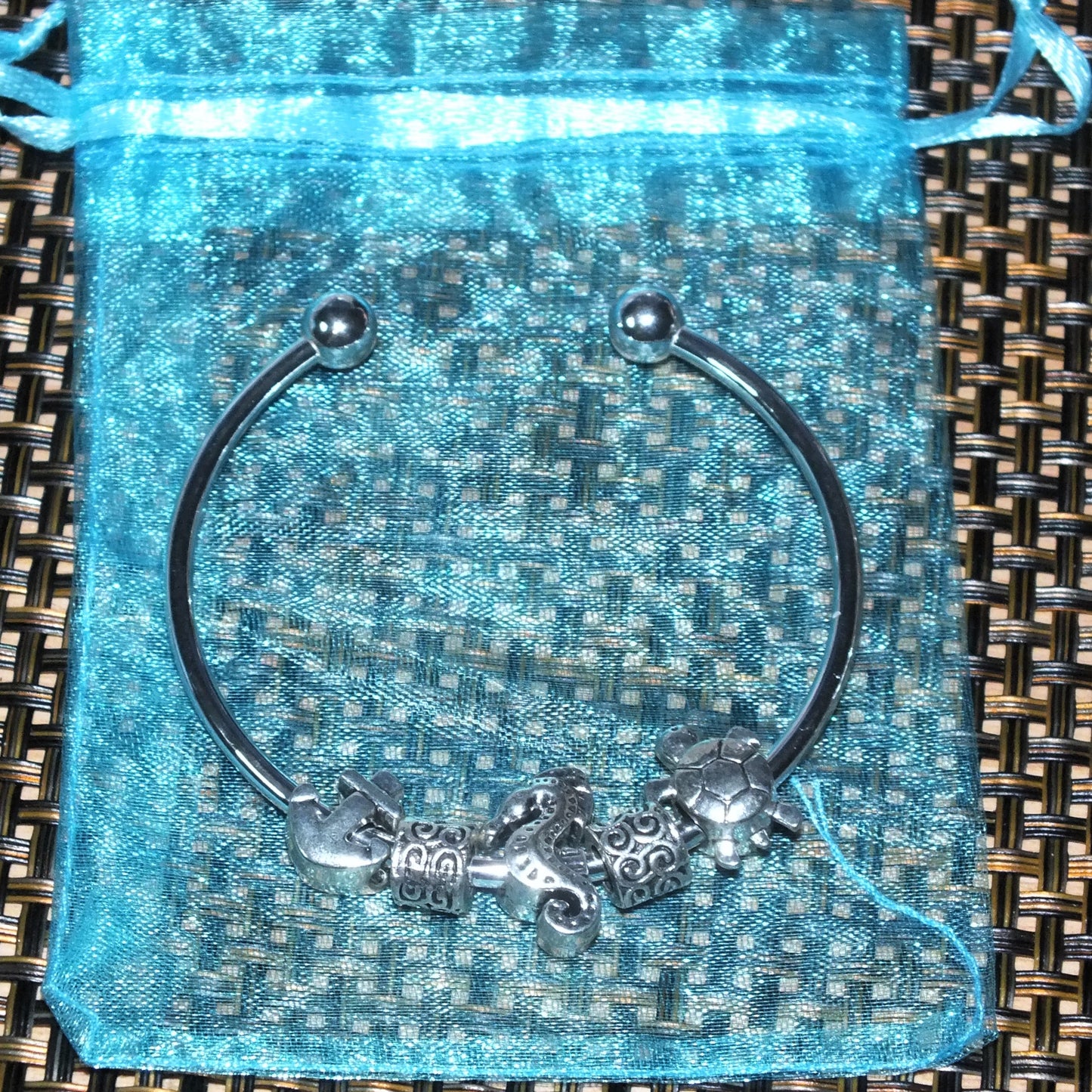 Bangle with European charms - assorted themes, pets / ocean / nature / love etc.