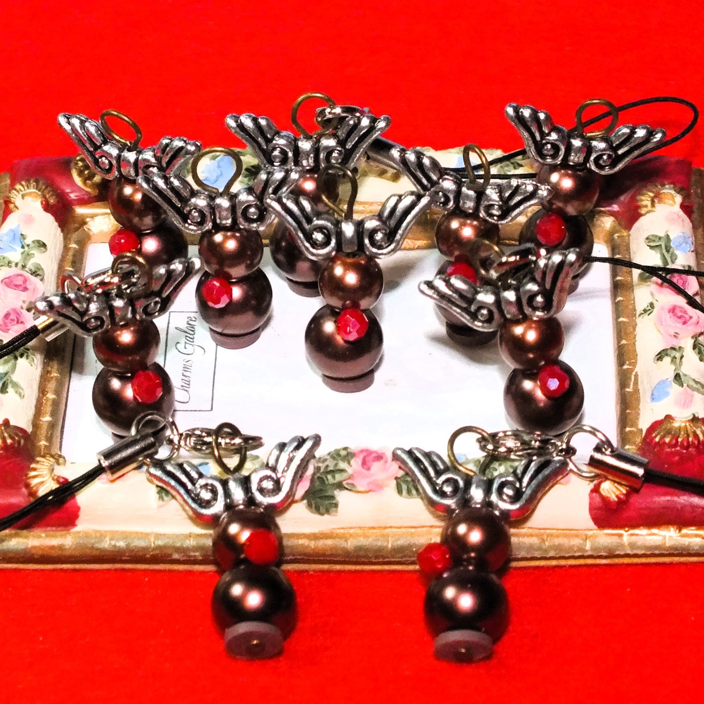Handmade Reindeer phone / bag dangle charms (plain / on lanyards), 5-20pcs