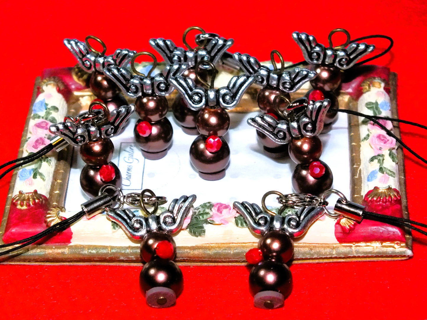 Handmade Reindeer phone / bag dangle charms (plain / on lanyards), 5-20pcs