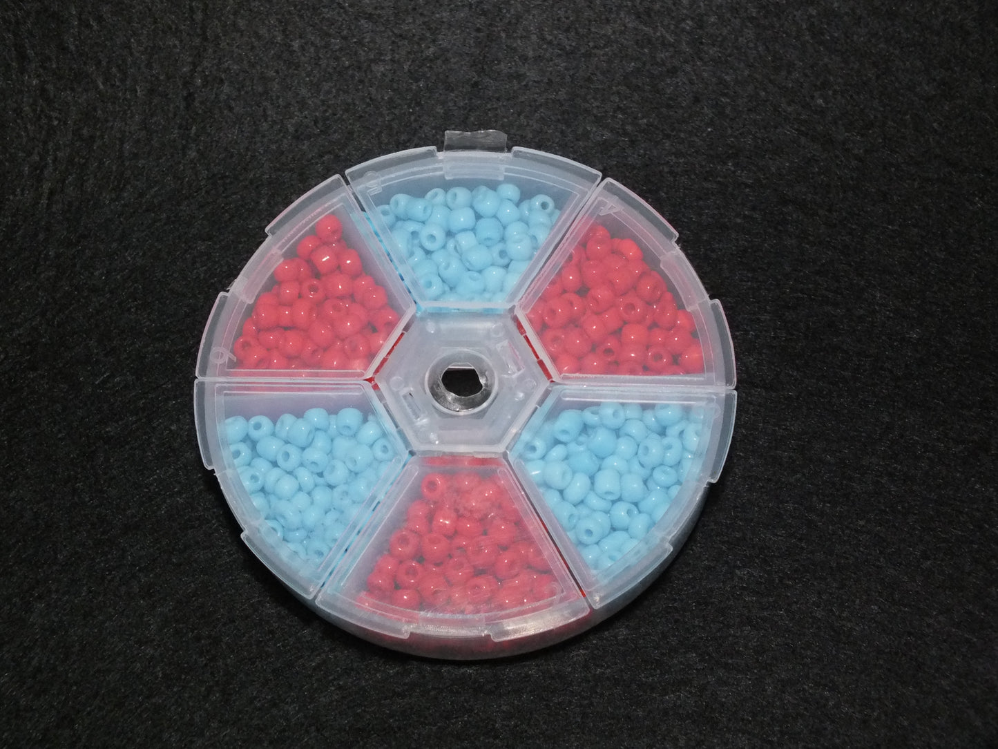 4mm opaque red & blue seed bead selection box
