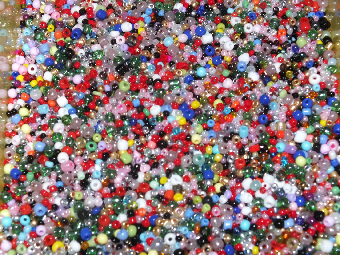 2~4.5mm x 1~5mm random mix glass seed beads, 50g - 1kg - a mixture of opaque, translucent, pearlised, silver lined