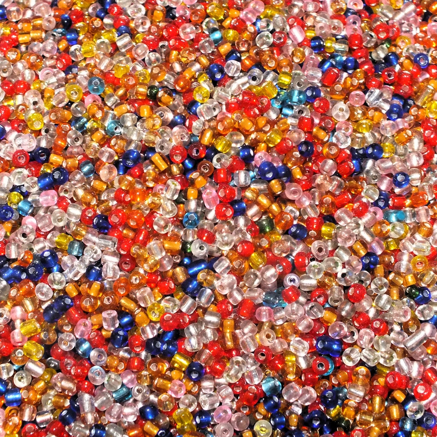 4mm Festive silver lined mix glass seed beads, 50g