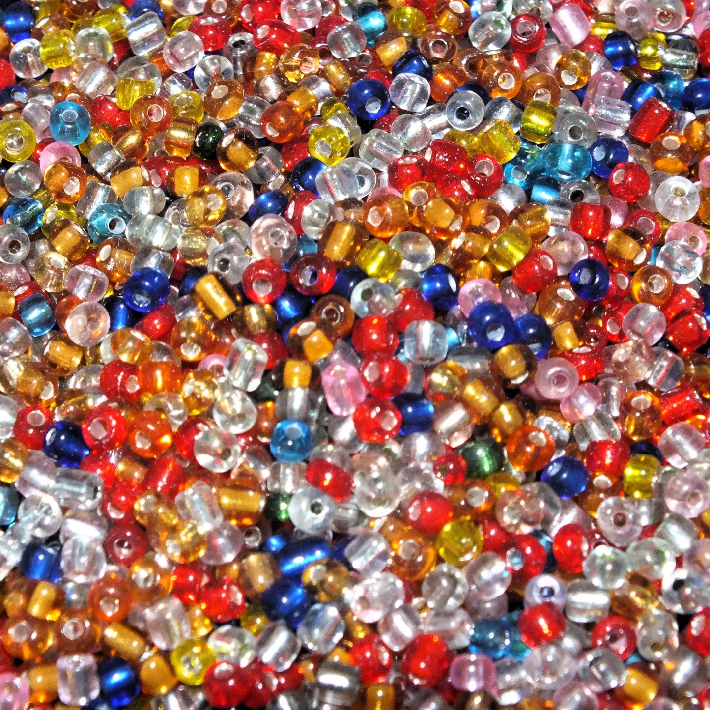 4mm Festive silver lined mix glass seed beads, 50g