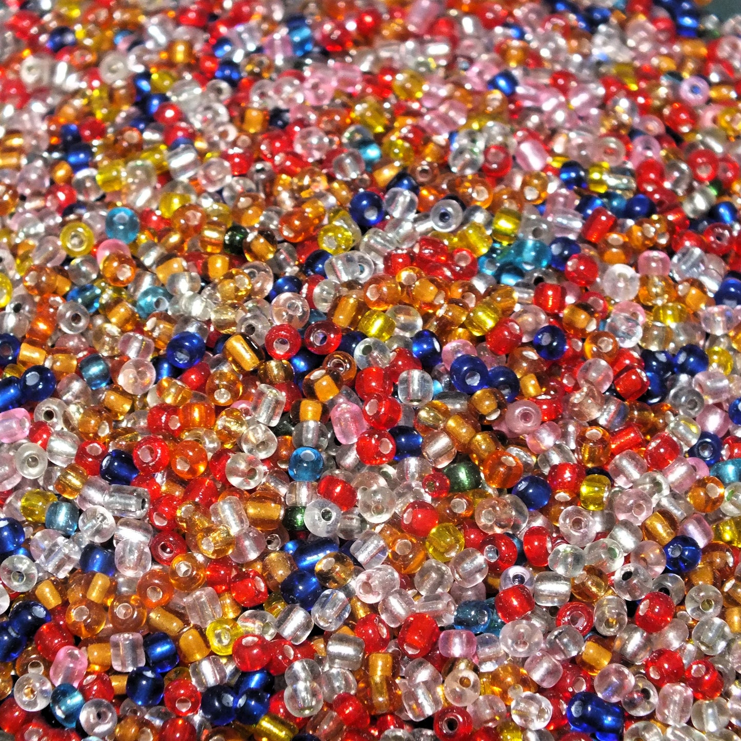 4mm Festive silver lined mix glass seed beads, 50g