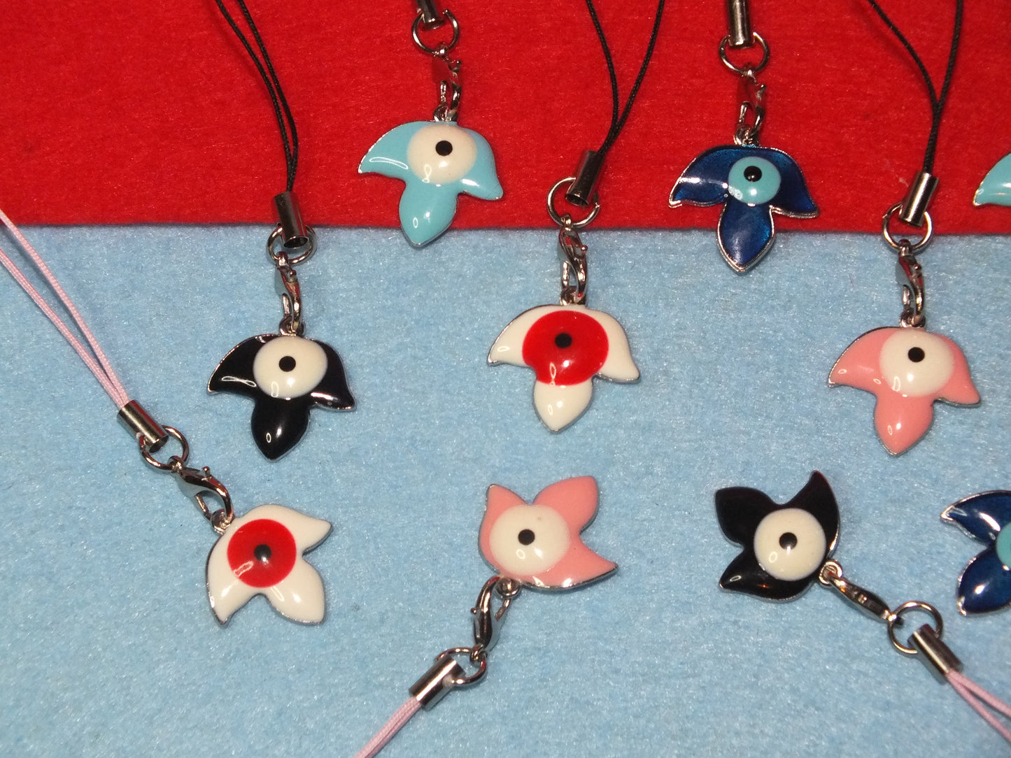 10pcs Evil Eye DANGLE CHARMS, mixed enamel pendants on lanyards