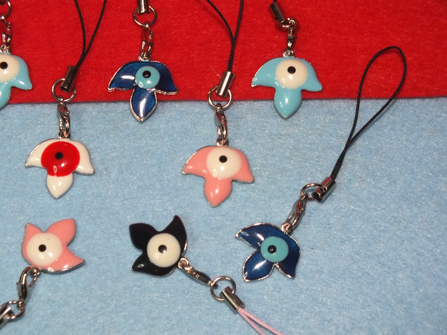 10pcs Evil Eye DANGLE CHARMS, mixed enamel pendants on lanyards