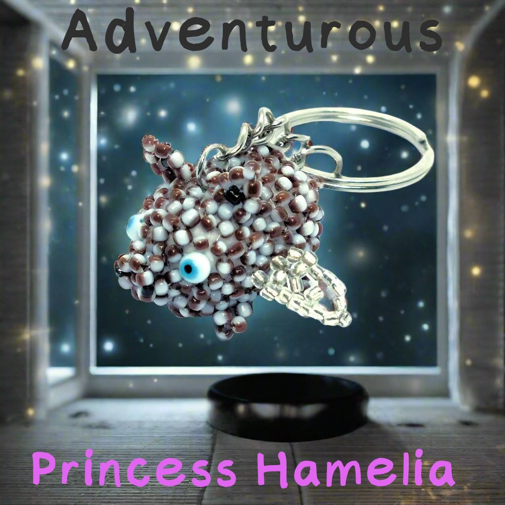 Queen Pigtoria & the Royal Hamily - handmade beaded flying piggies (squishy!) on keyring / lanyard! Very limited edition bag charms.