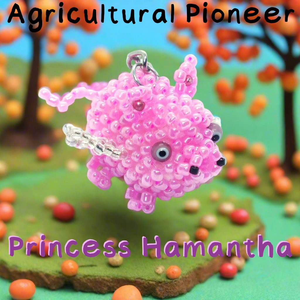 Queen Pigtoria & the Royal Hamily - handmade beaded flying piggies (squishy!) on keyring / lanyard! Very limited edition bag charms.