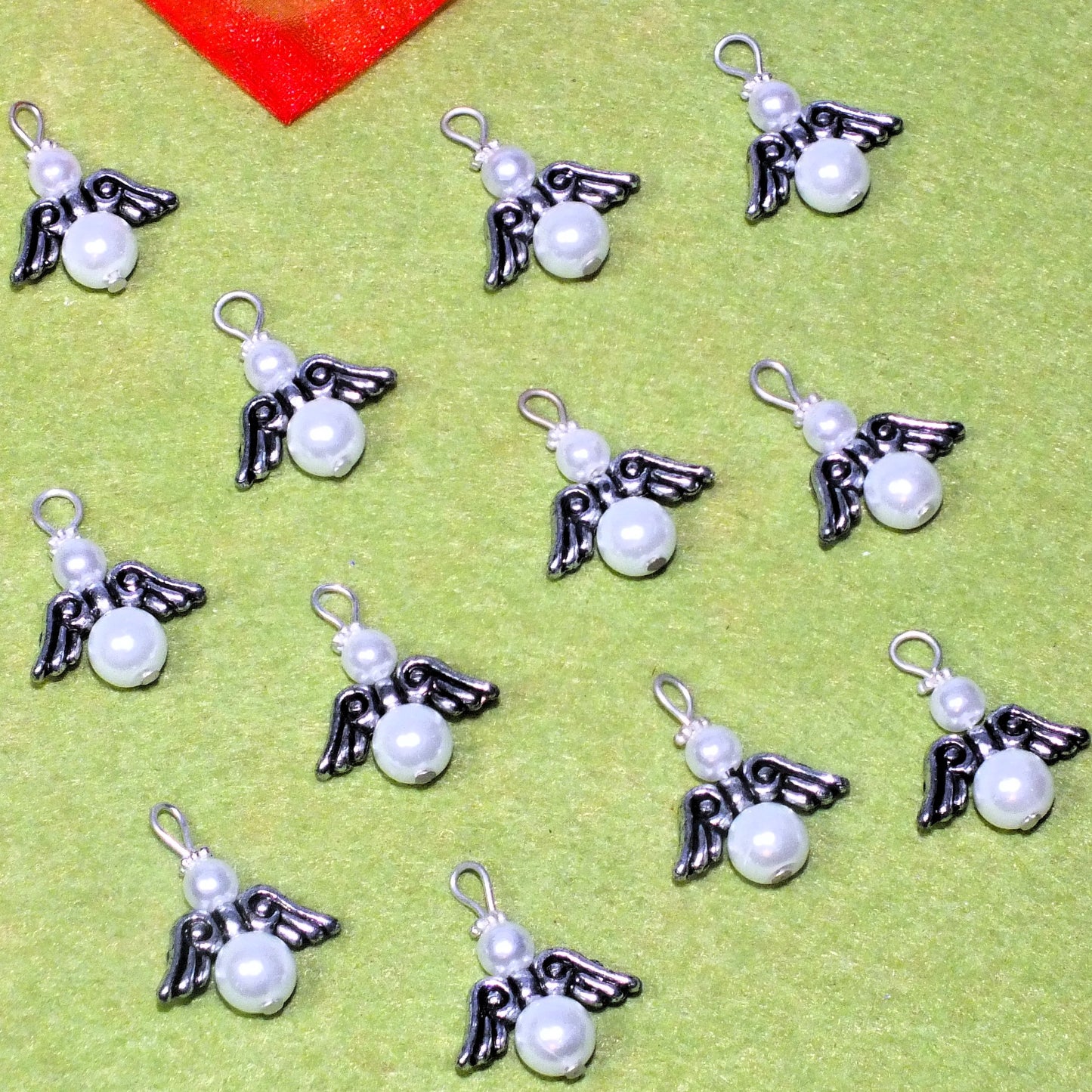 12pcs-50pcs Large pearl angel charms - white, baby pink, baby blue