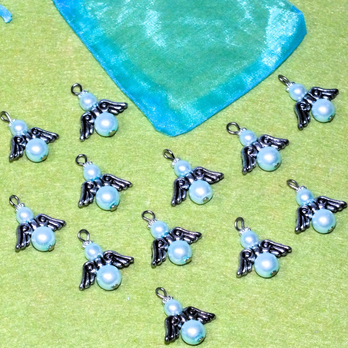 12pcs-50pcs Large pearl angel charms - white, baby pink, baby blue